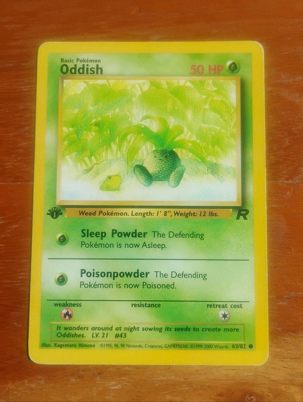 LP WOTC 2000 1st Edition Oddish 63/82 Team Rocket Set Pokemon Card